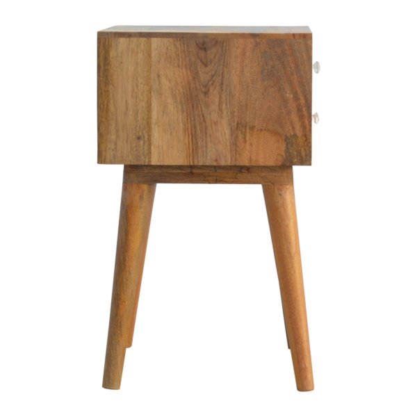 Solid Mango Wood Oak Finished Bedside with Blue Floral Screen Print Front - Image 7