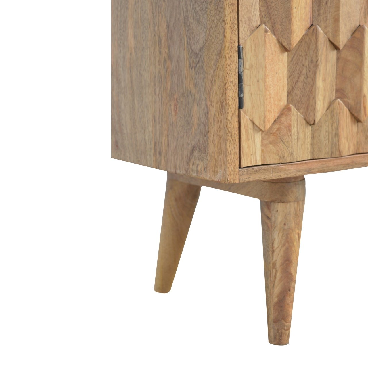 Solid Oak Finished Mango Wood Two Door Carved Pineapple Front Cabinet - Image 4