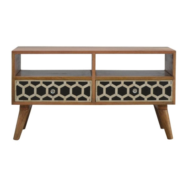 Solid Mango Wood Bone Inlay Media Unit