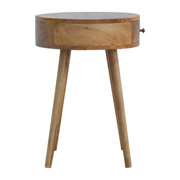 Solid Mango Wood Nordic Circular Shaped Bedside - Image 8