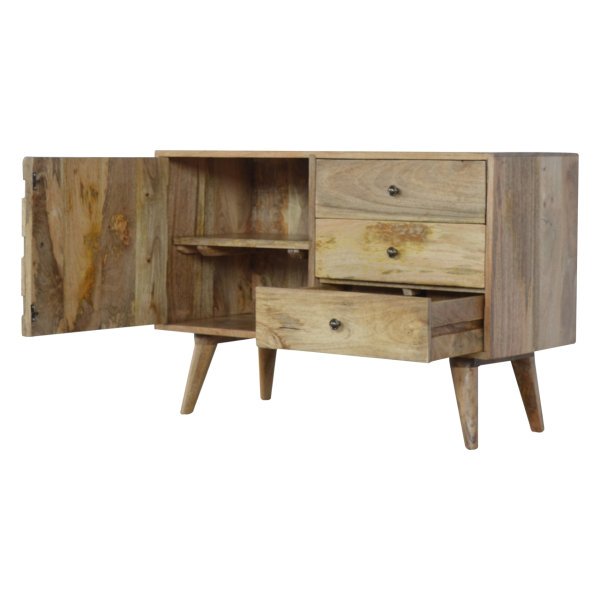 Solid Oak Finished Three Drawers One Hand Carved Pineapple Front Cupboard - Image 2
