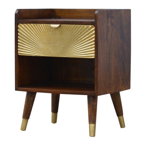 Mango Wood Manila Gold One Drawer Bedside - Image 2