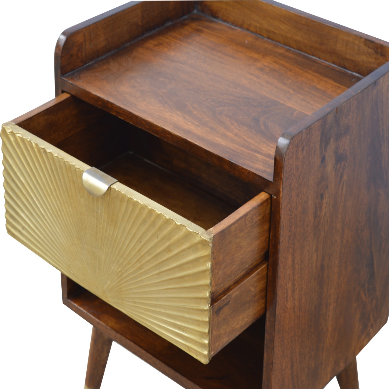 Mango Wood Manila Gold One Drawer Bedside - Image 3