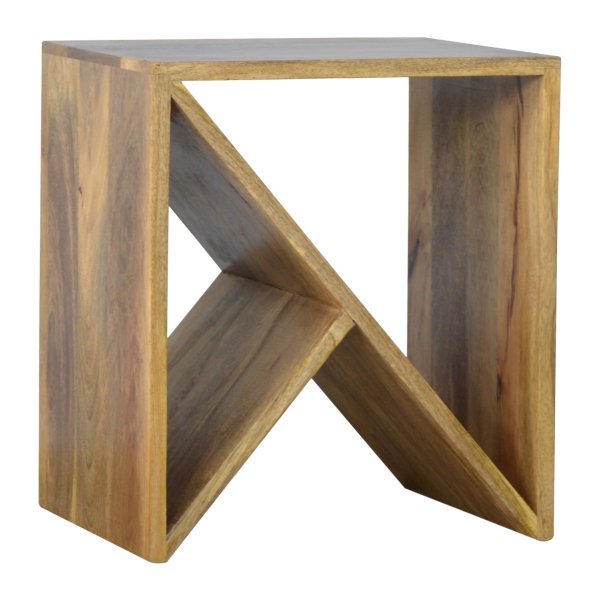 Solid Mango Wood Geometric Library Side Table - Image 2