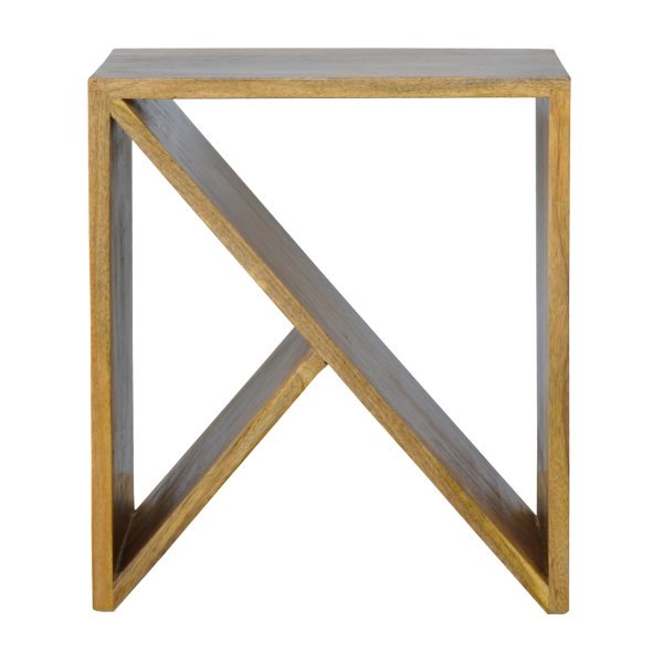 Solid Mango Wood Geometric Library Side Table