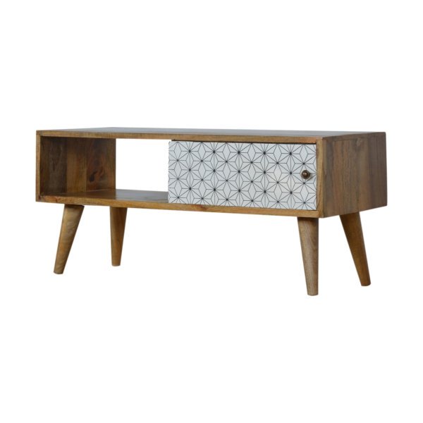Solid Mango Wood Oak Finished Sliding Screen Print Door Media Unit - Image 3