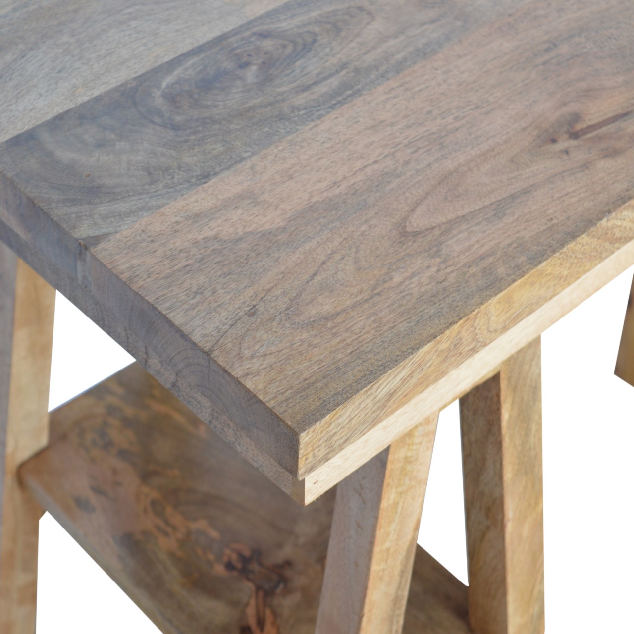 Solid Mango Wood Oak Finished Trestle Table - Image 4
