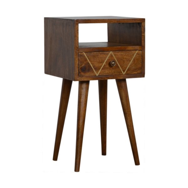 Mango Wood Mini Geo Brass Bedside - Image 2