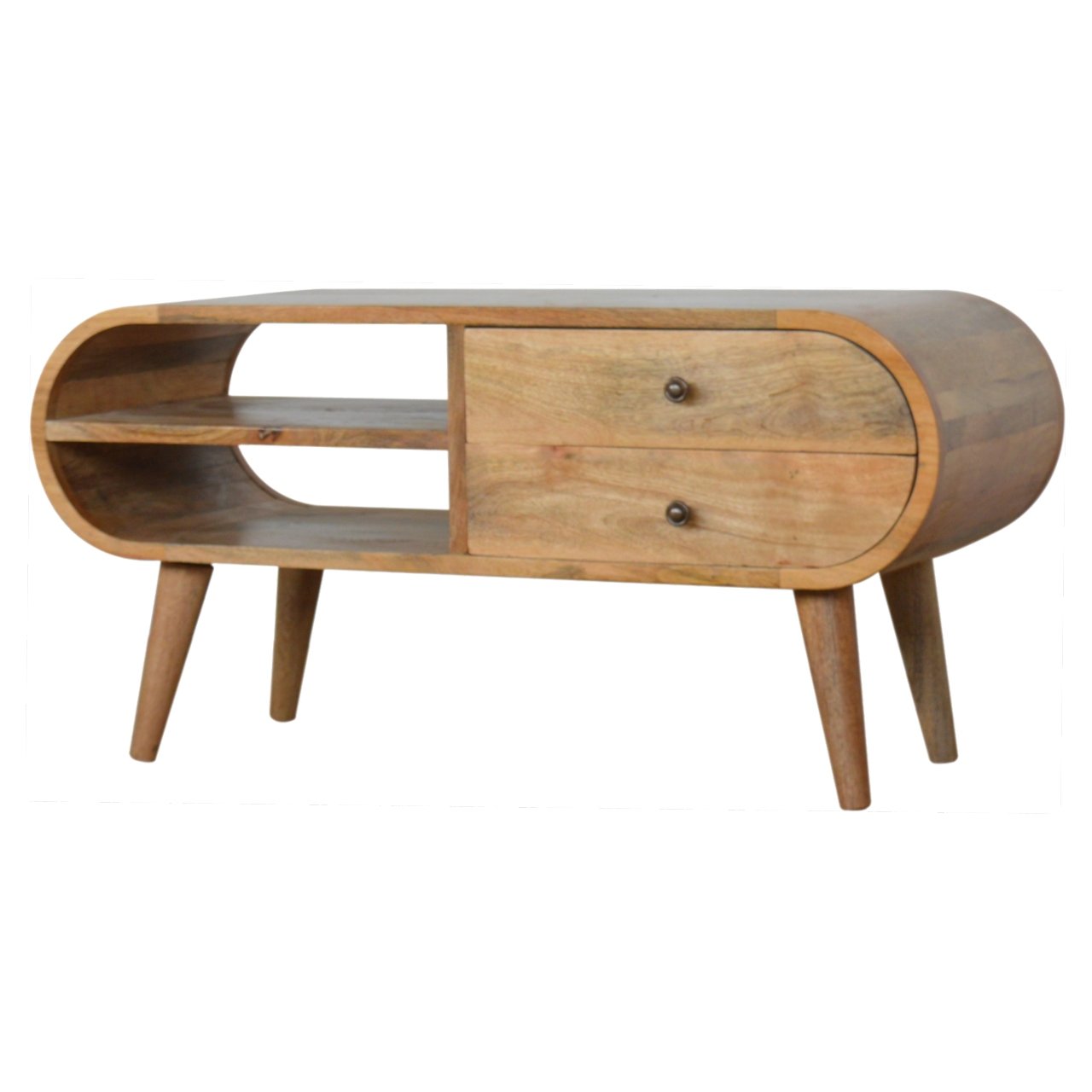 Solid Mango Wood Oak Finished London Media Unit