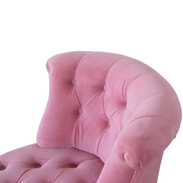 Solid Mango Wood Pink Velvet Accent Chair - Image 4