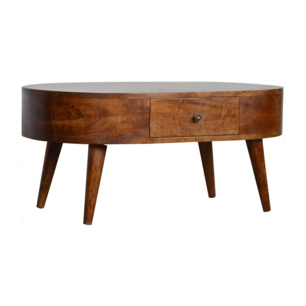 Mango Wood Chestnut Rounded Coffee Table - Image 2