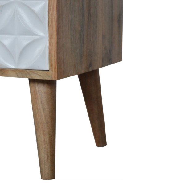 Solid Mango Wood Daisy Carved 1 Door Bedside - Image 7