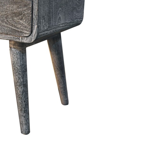 Solid Mango Wood Sandblasted Ash Curved Bedside - Image 8