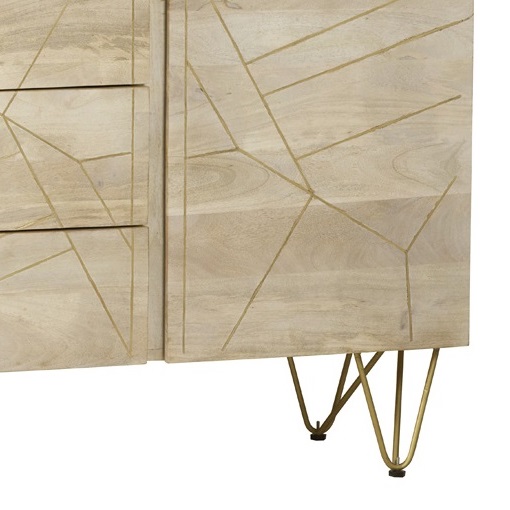 Light Gold Extra Large Sideboard 3 Drawers and 2 Doors - Image 3