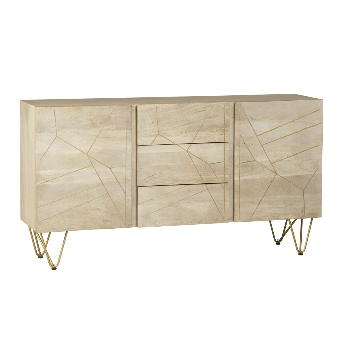 Light Gold Extra Large Sideboard 3 Drawers and 2 Doors