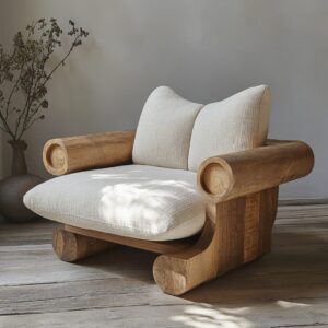 Solid Mango Wood Oakridge Boucle Chair