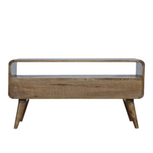 Solid Mango Wood Curved Grey Washed Media Unit