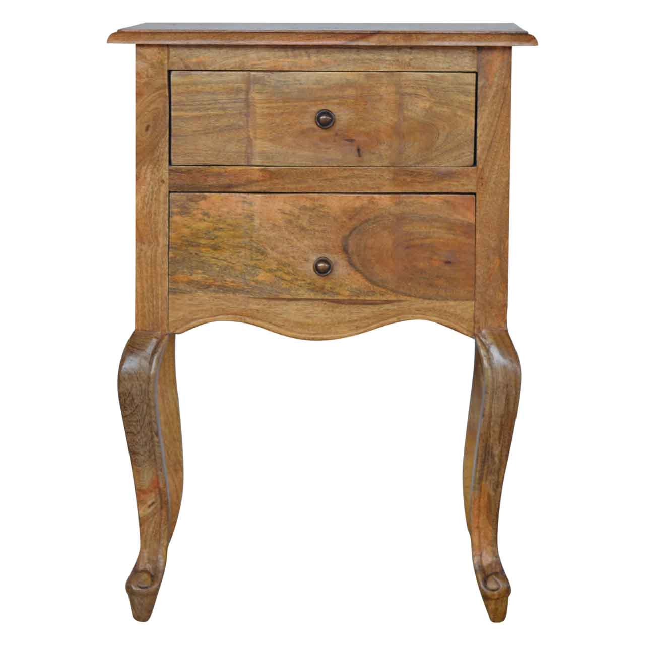 Solid Mango Wood French Style Bedside with 2 Drawers