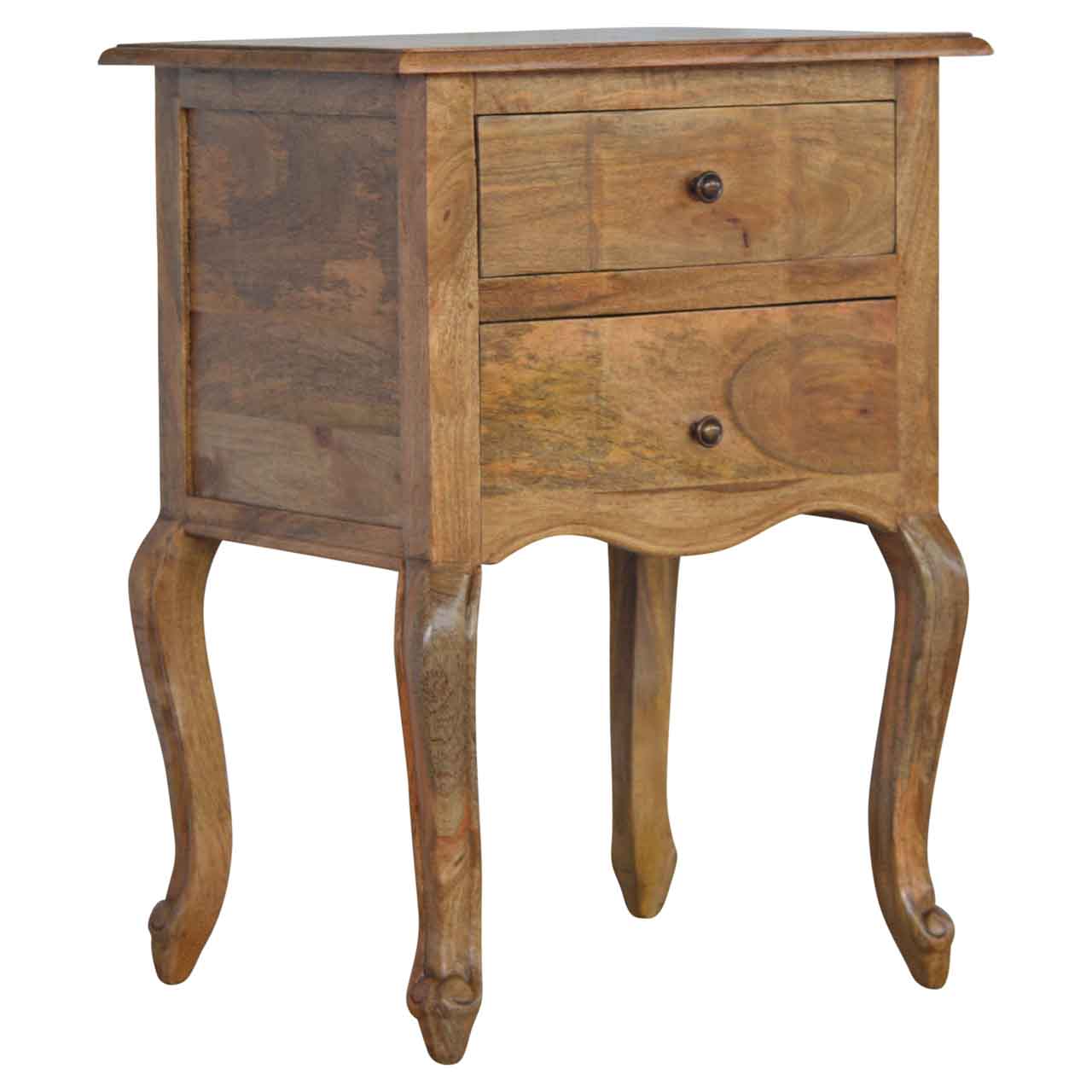 Solid Mango Wood French Style Bedside with 2 Drawers - Image 2