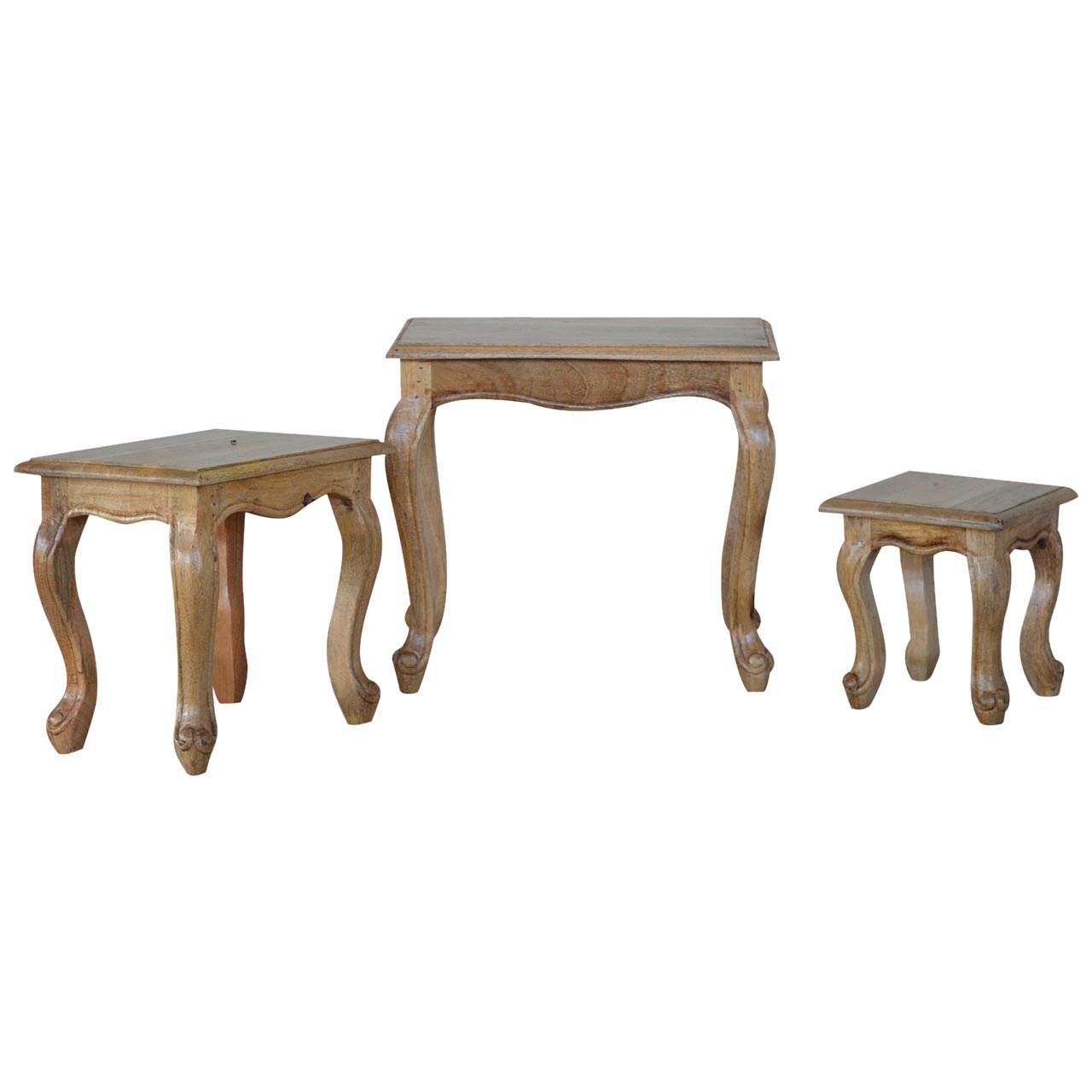 Solid Mango Wood French Style Nesting Stools - Image 10