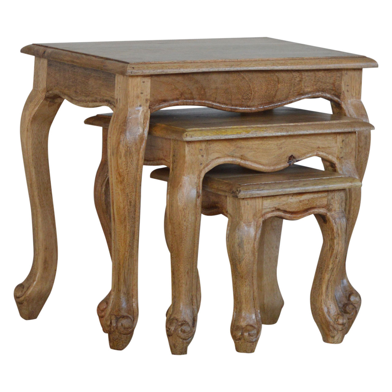 Solid Mango Wood French Style Nesting Stools - Image 2