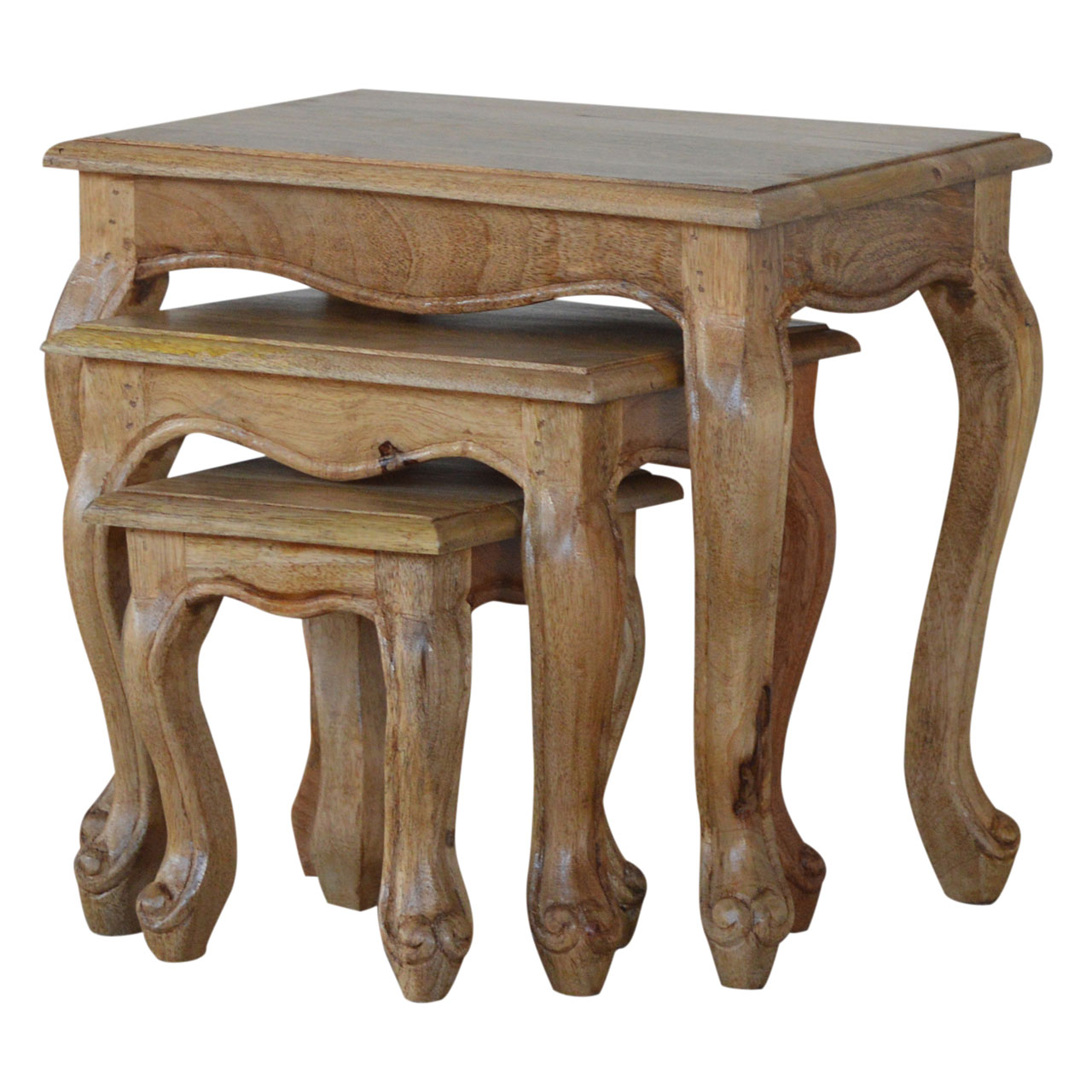 Solid Mango Wood French Style Nesting Stools - Image 3