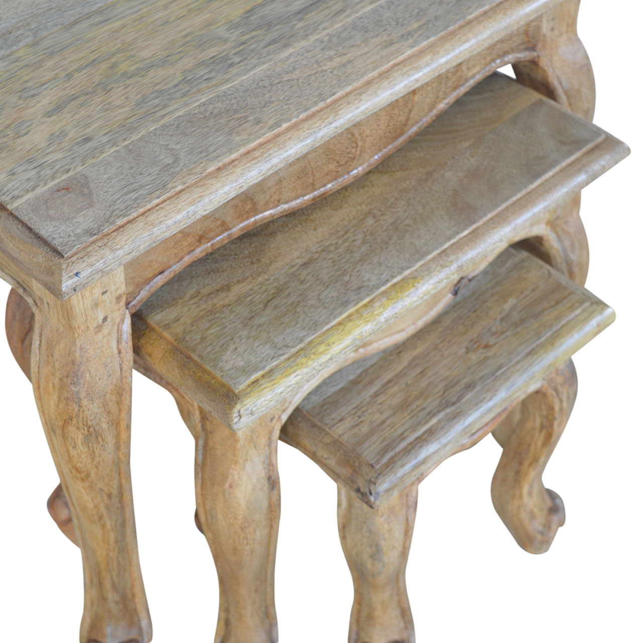 Solid Mango Wood French Style Nesting Stools - Image 4