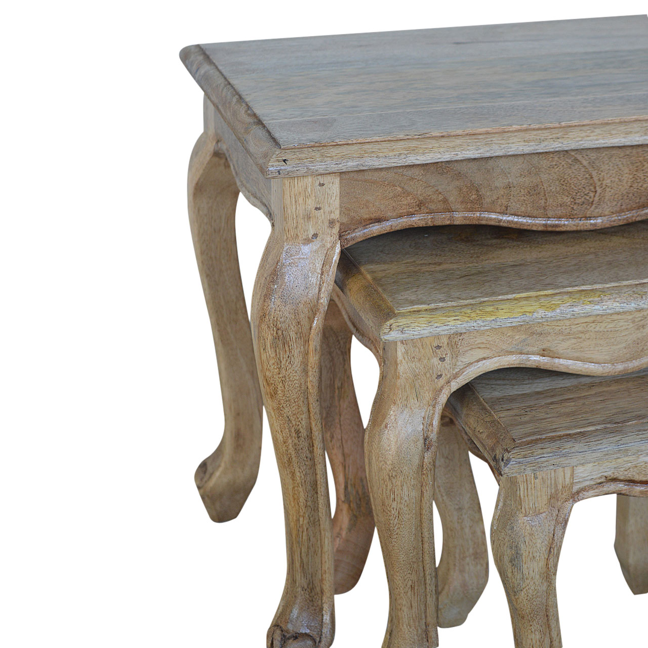 Solid Mango Wood French Style Nesting Stools - Image 5
