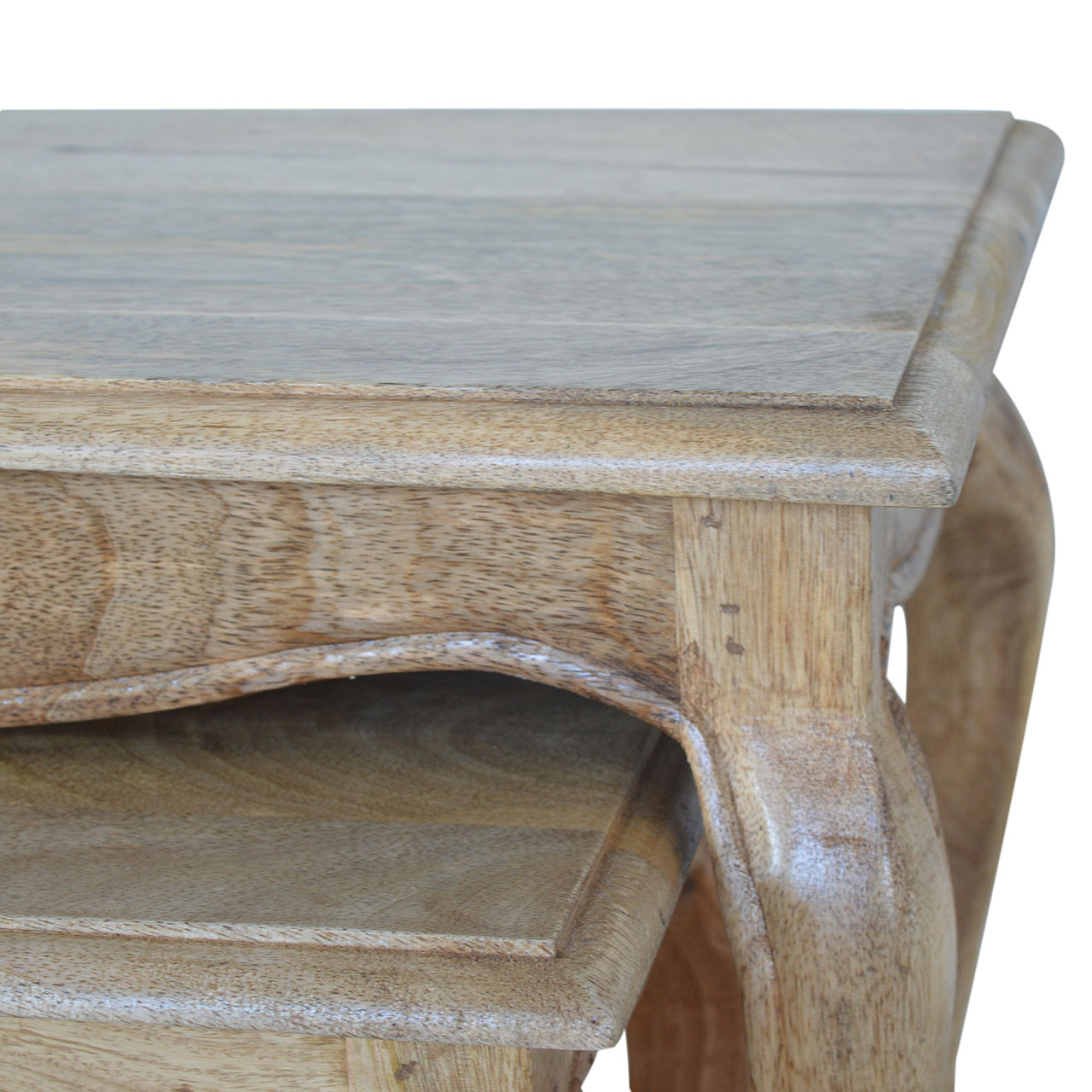 Solid Mango Wood French Style Nesting Stools - Image 7