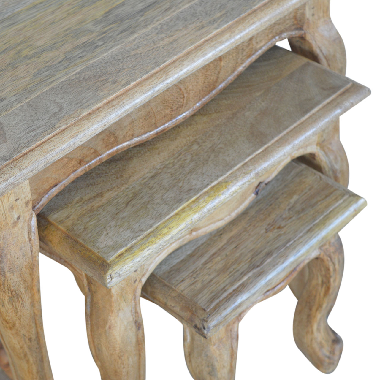 Solid Mango Wood French Style Nesting Stools - Image 8