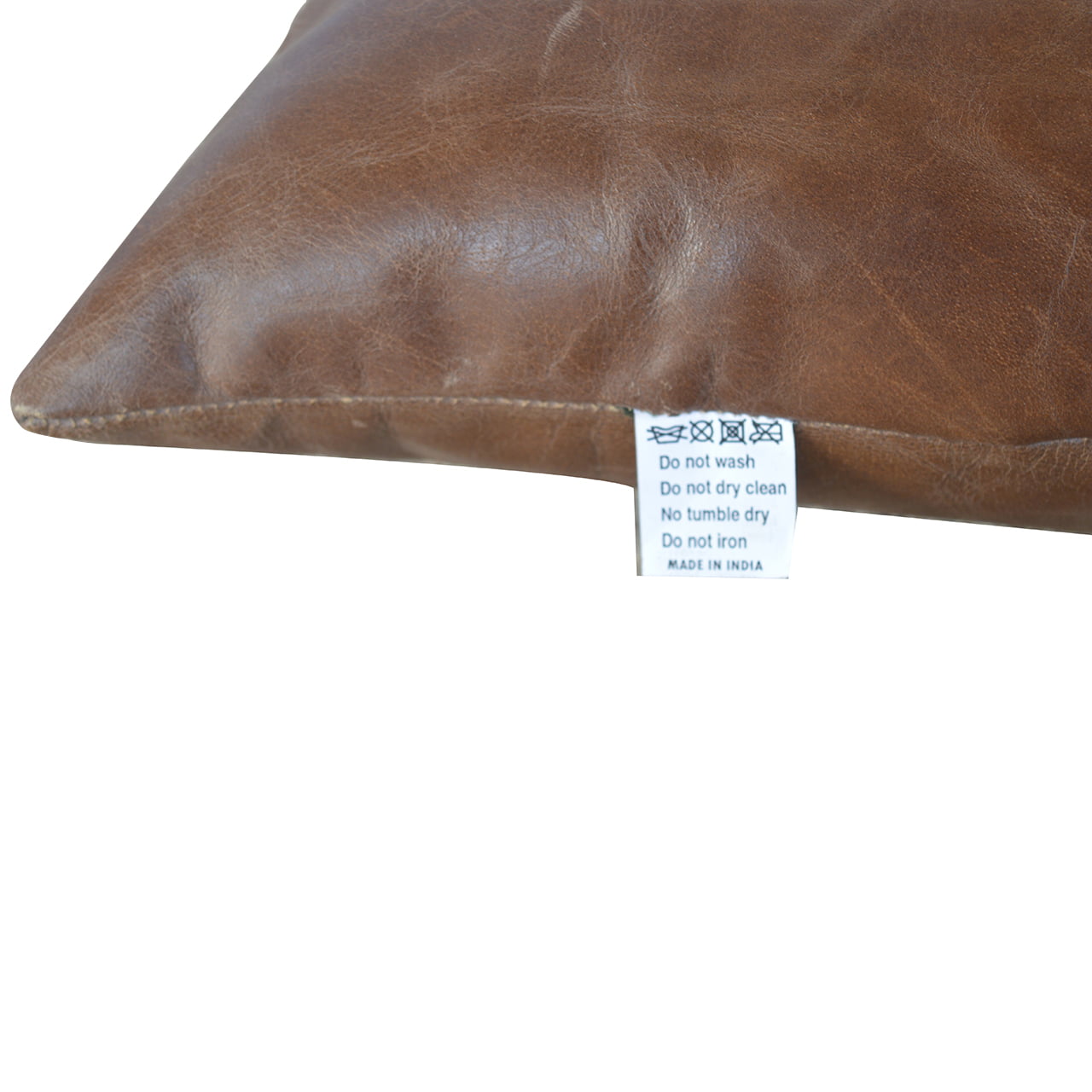 Genuine Buffalo Leather Cushion with Removable Cover and Filled Cushion - Image 6