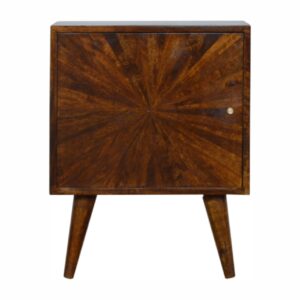 Solid Mango Wood Chestnut Sunrise Door Bedside
