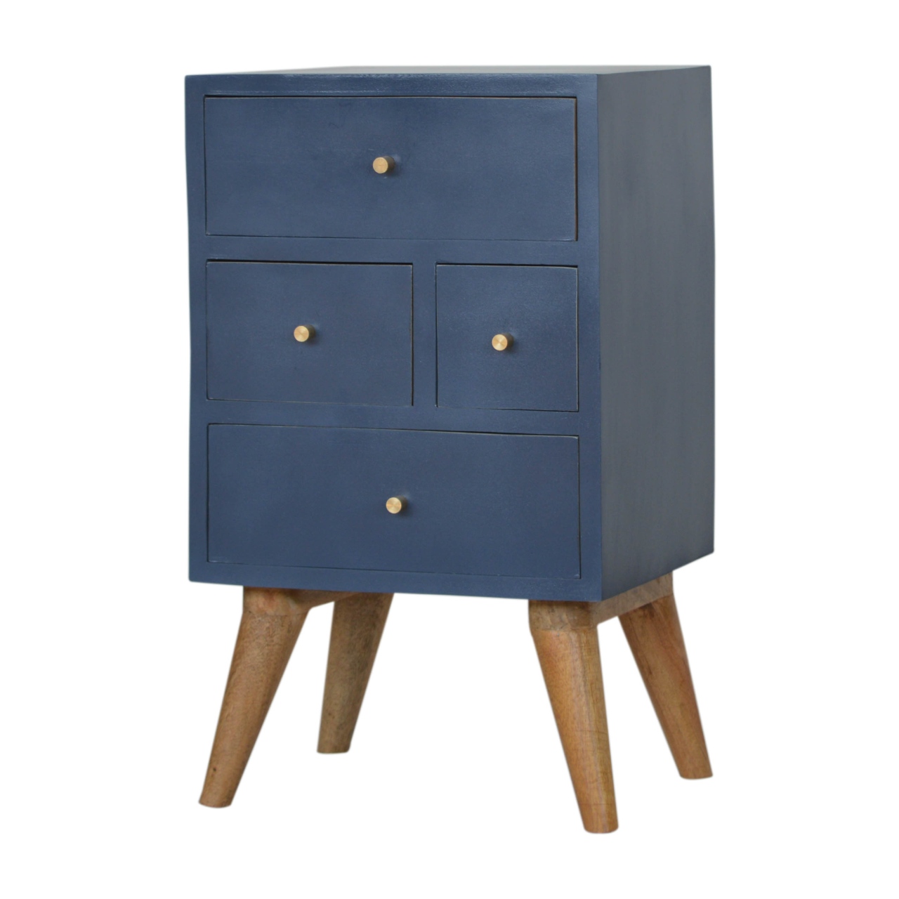 Solid Mango Wood Scandinavian Style Blue Hand Painted Multi Drawer Bedside Chest - Image 8