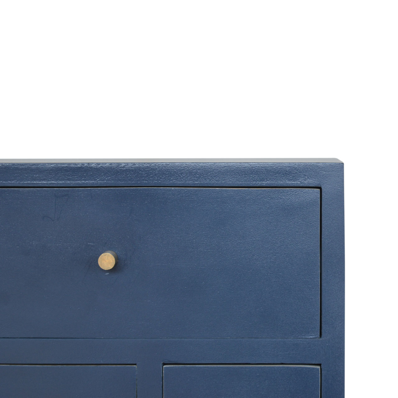 Solid Mango Wood Scandinavian Style Blue Hand Painted Multi Drawer Bedside Chest - Image 6