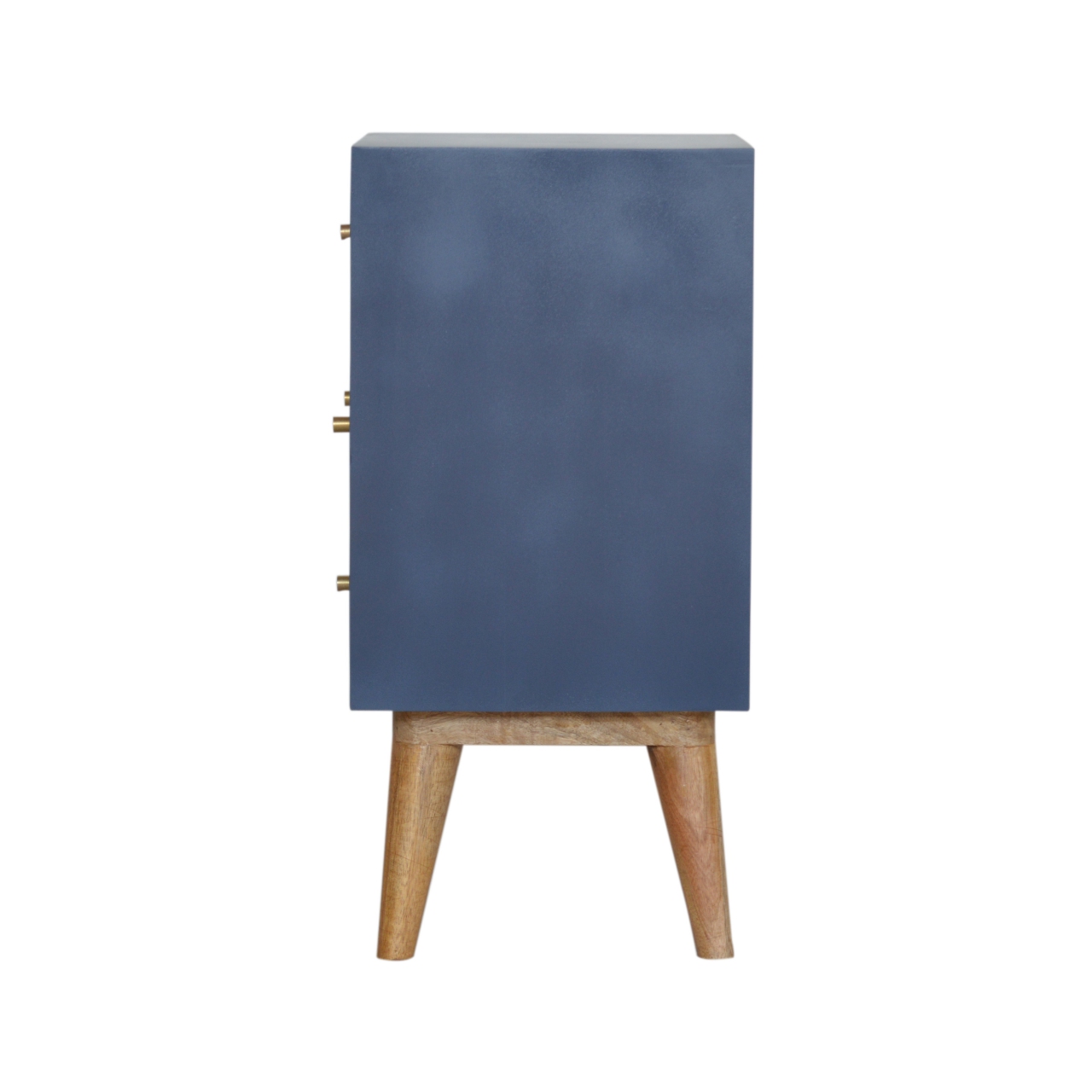 Solid Mango Wood Scandinavian Style Blue Hand Painted Multi Drawer Bedside Chest - Image 3
