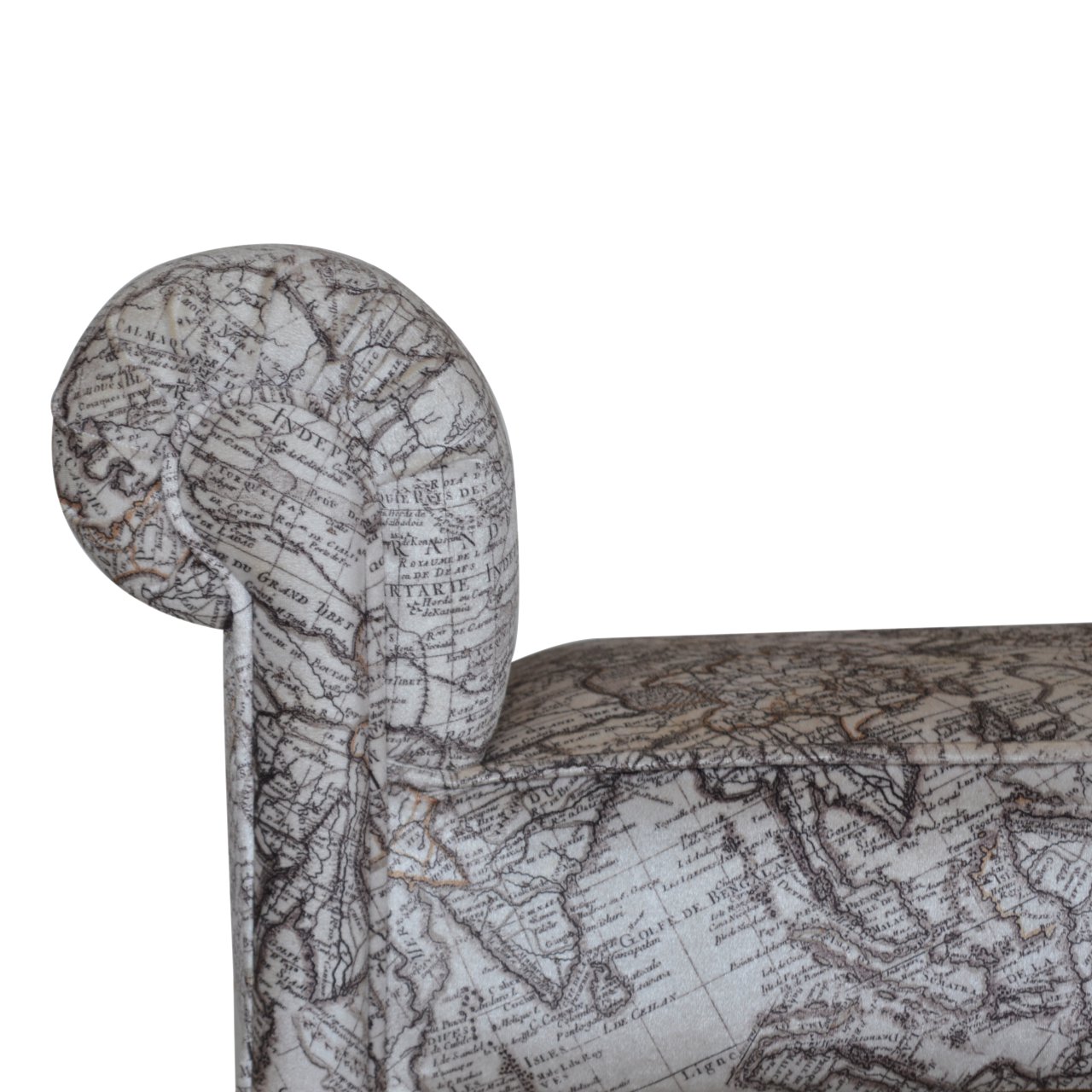Solid Mango Wood Map Printed Bedroom Bench - Image 4