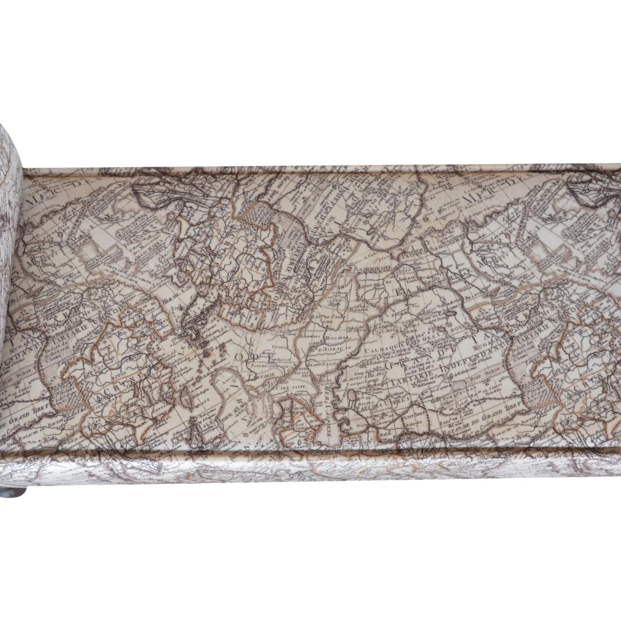 Solid Mango Wood Map Printed Bedroom Bench - Image 7