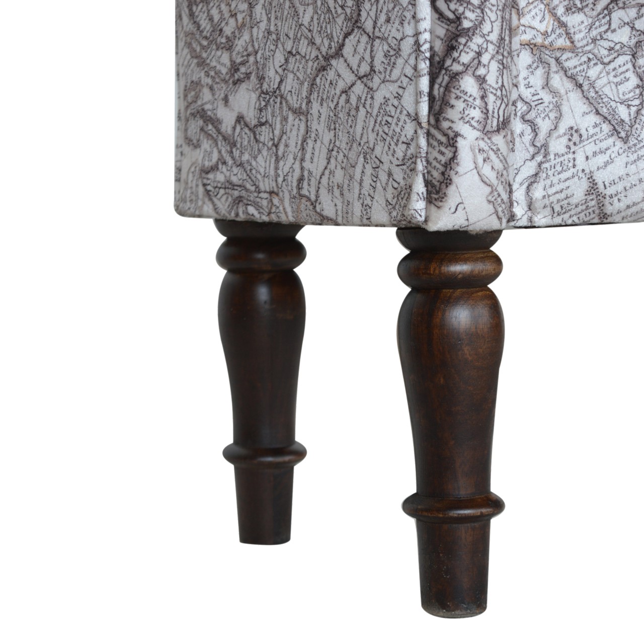 Solid Mango Wood Map Printed Bedroom Bench - Image 8