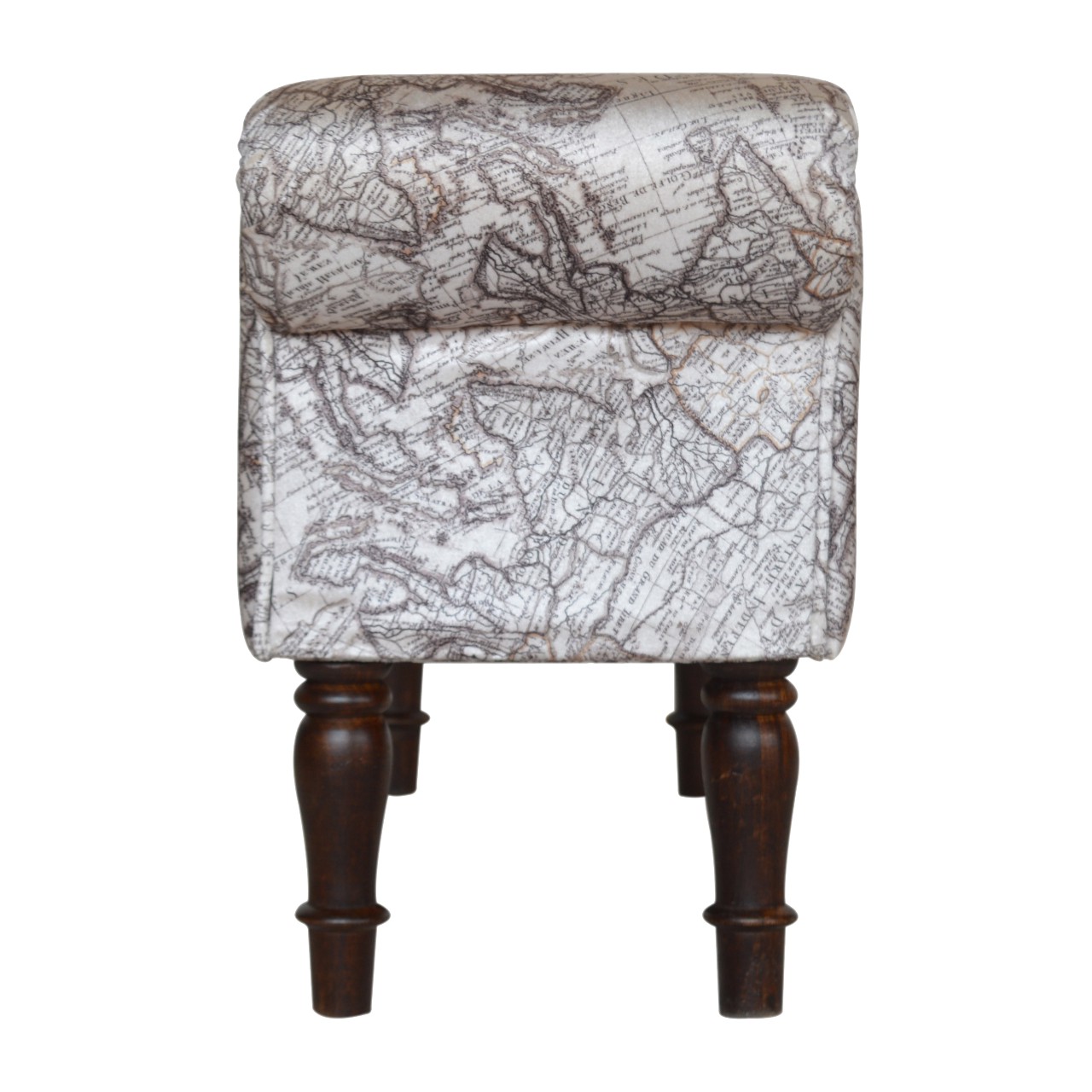 Solid Mango Wood Map Printed Bedroom Bench - Image 9
