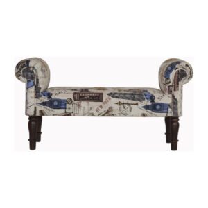 Solid Mango Wood IN1275 - City Printed Bedroom Bench