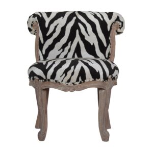 Solid Mango Wood Zebra Printed Studded Chair
