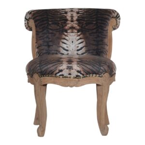 Solid Mango Wood Tiger Printed Studded Chair