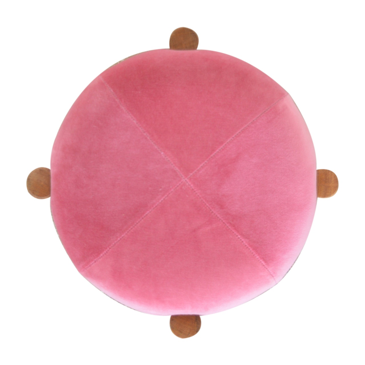 Solid Mango Wood Pink Velvet Cone Footstool - Image 6