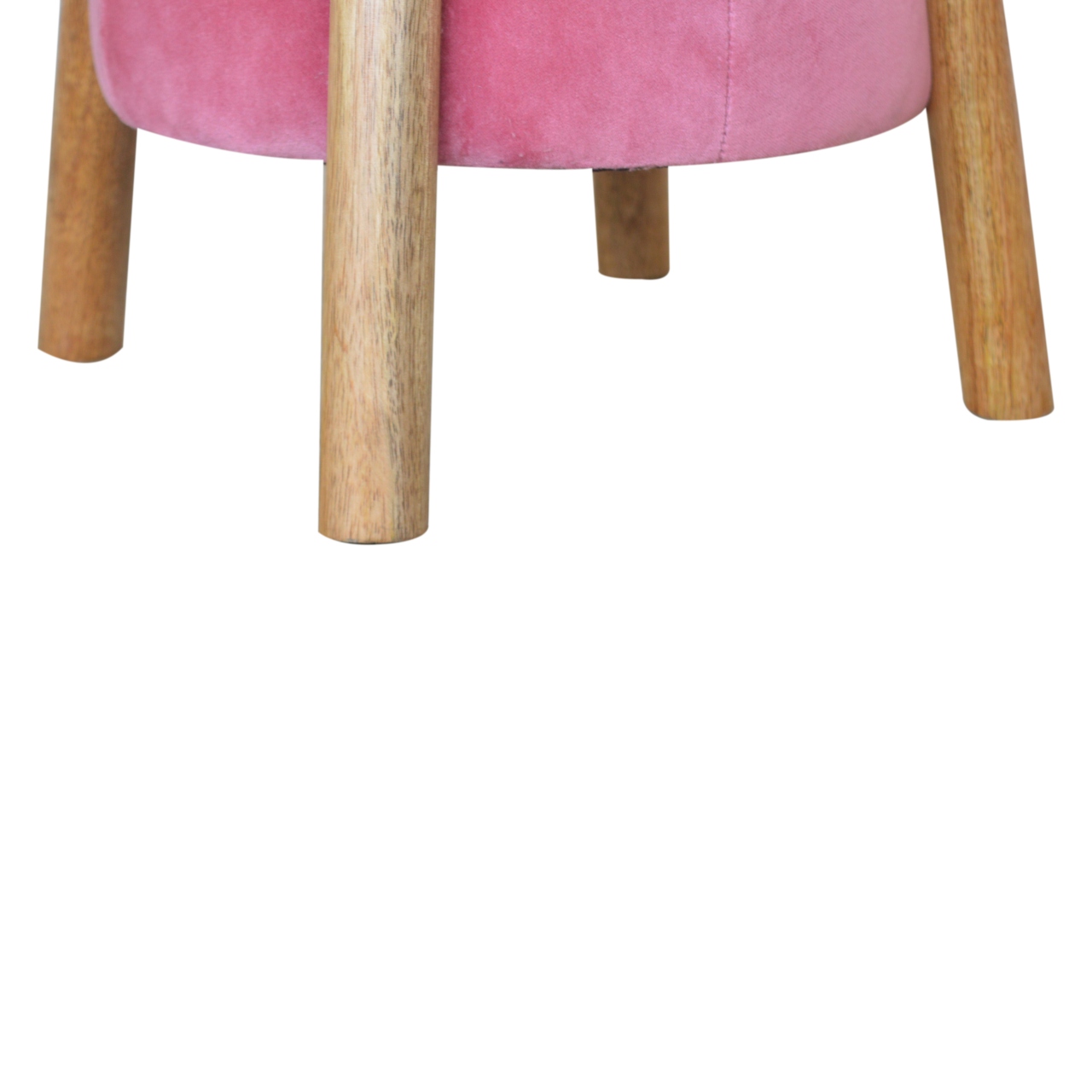Solid Mango Wood Pink Velvet Cone Footstool - Image 7