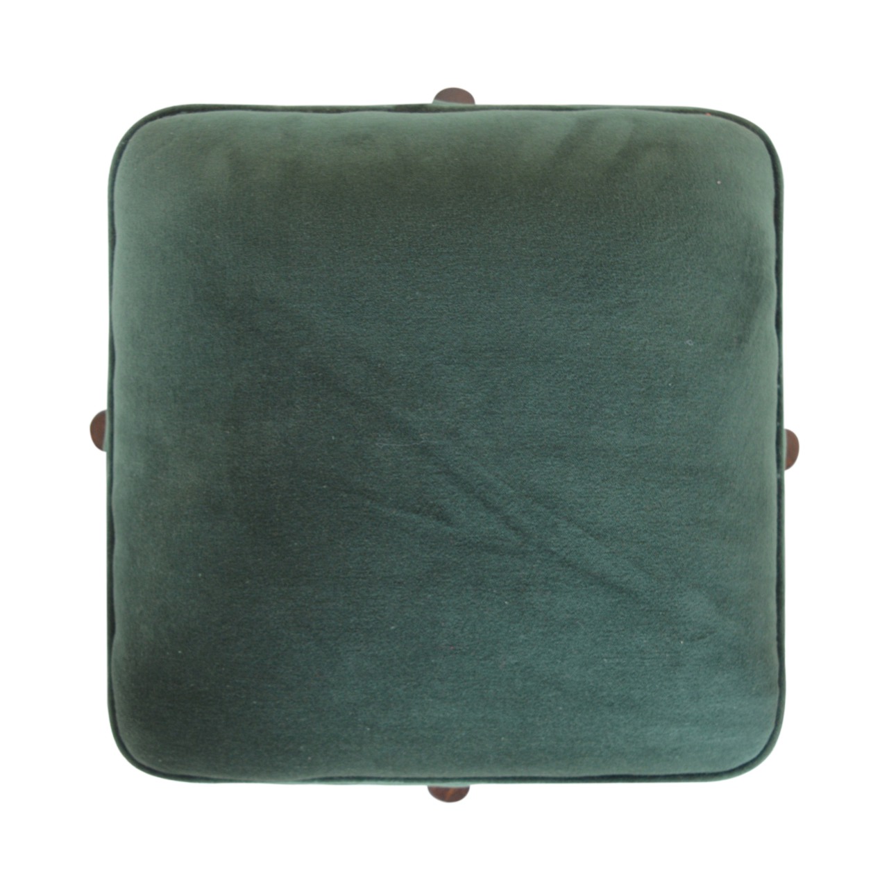 Solid Mango Walnut Finished Emerald Velvet Footstool with Solid Wood Legs - Image 5