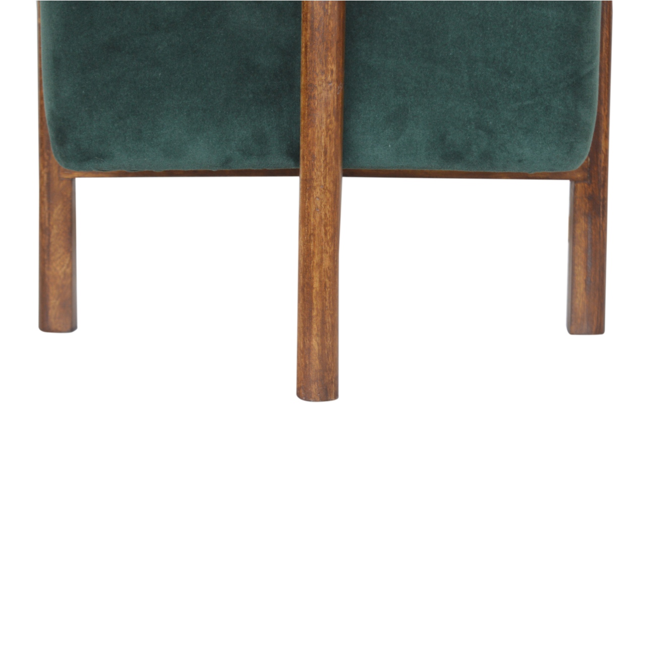 Solid Mango Walnut Finished Emerald Velvet Footstool with Solid Wood Legs - Image 7