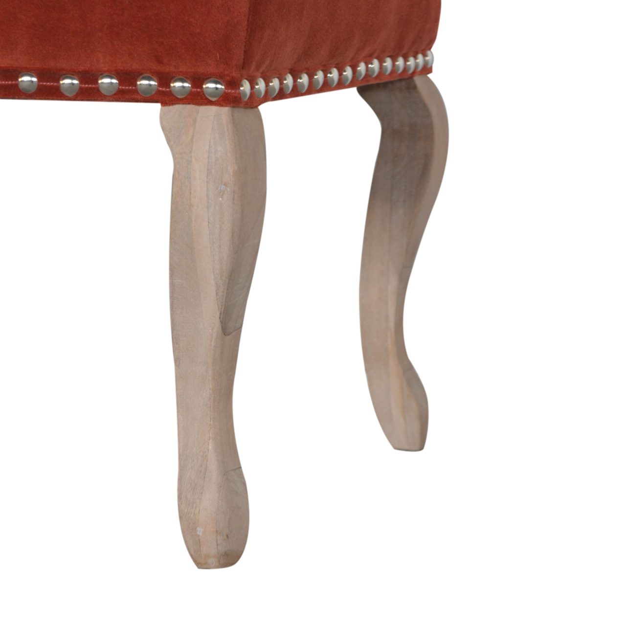 Solid Mango Wood French Style Rust Velvet Bench - Image 9