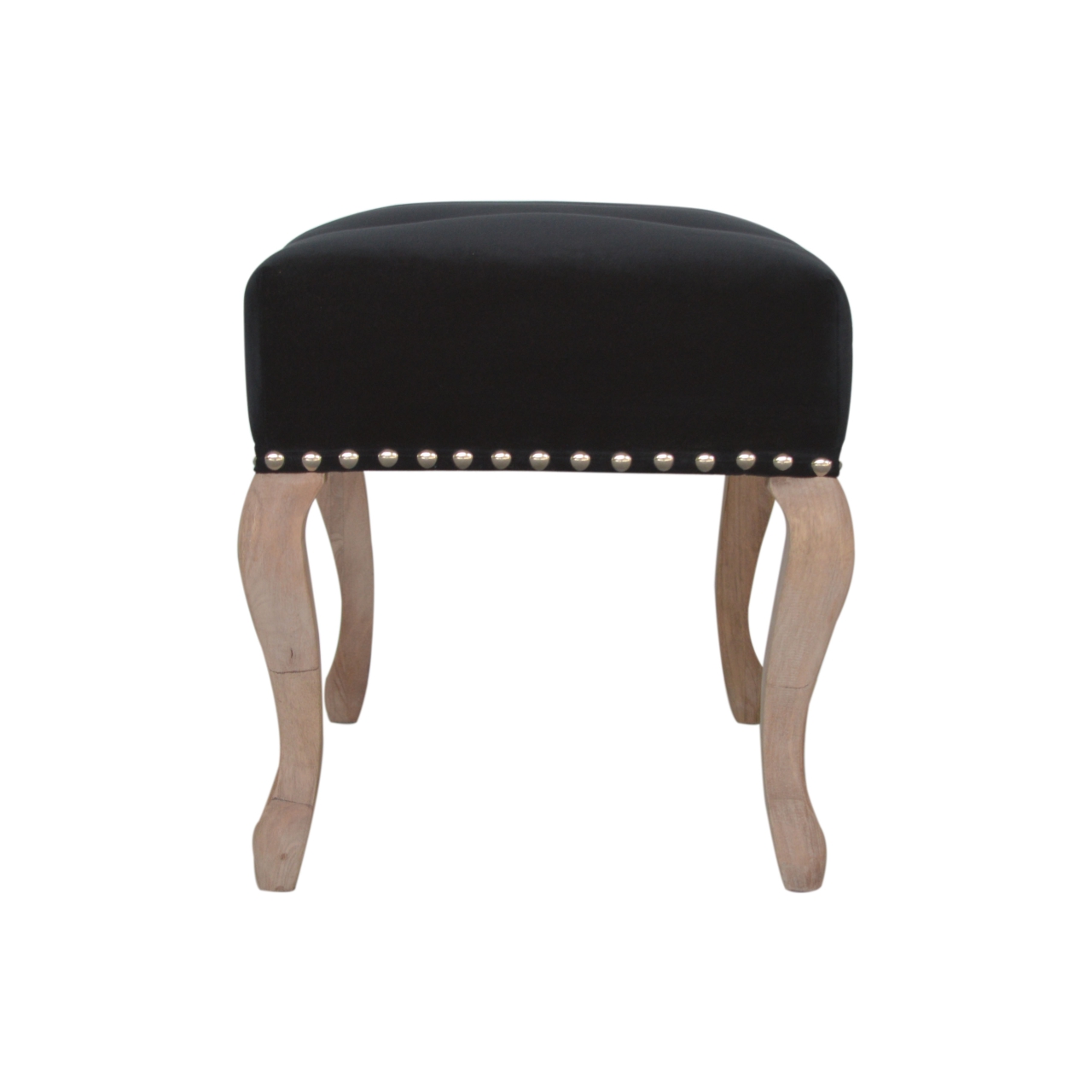 Solid Mango Wood French Style Black Velvet Bench - Image 9