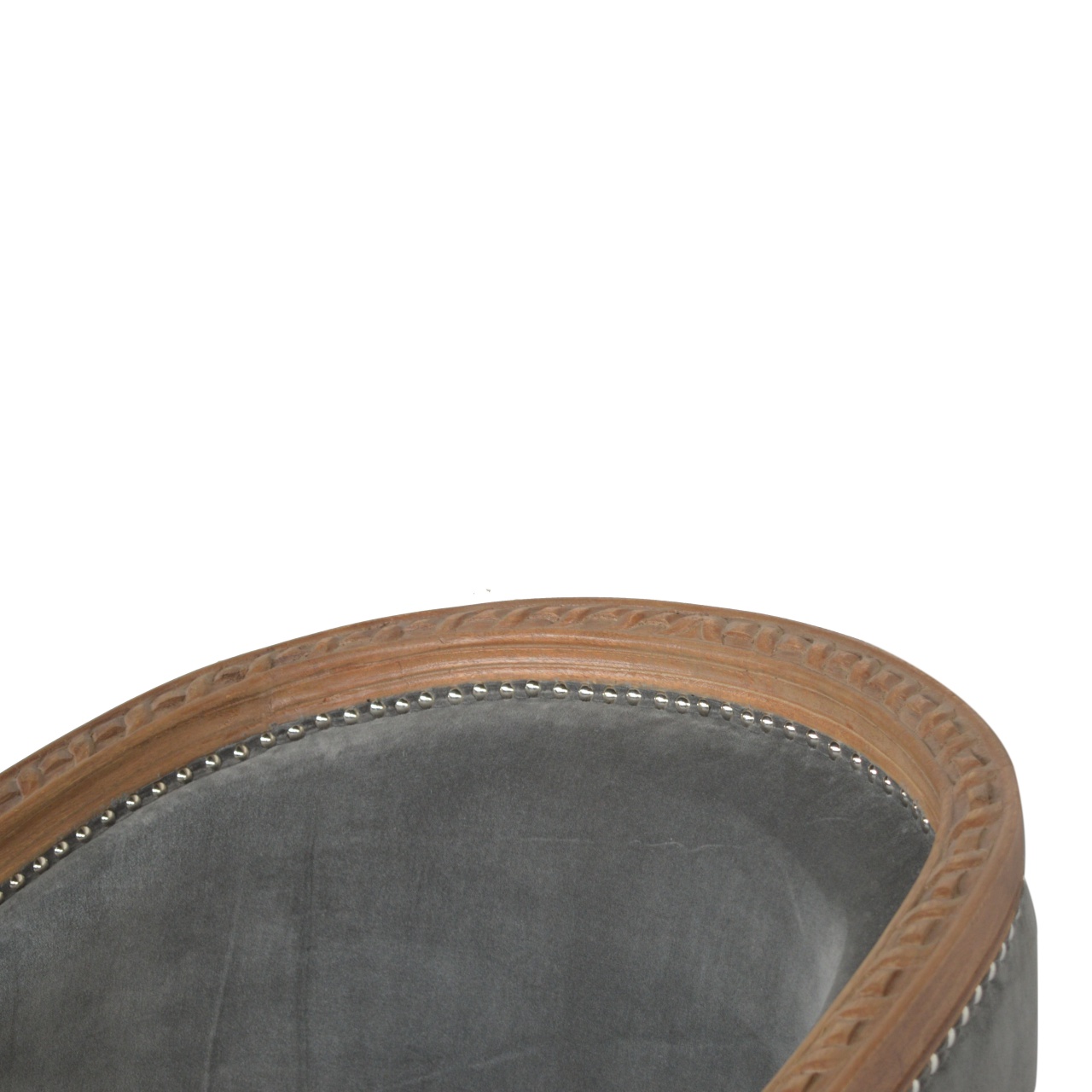 Solid Mango Wood Grey Velvet Occasional Chair - Image 6