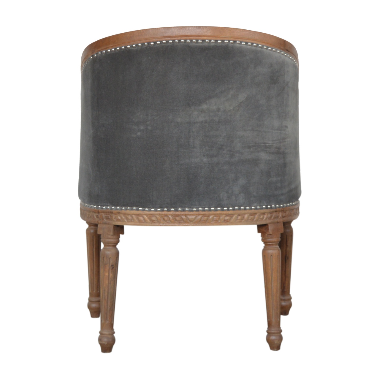 Solid Mango Wood Grey Velvet Occasional Chair - Image 9
